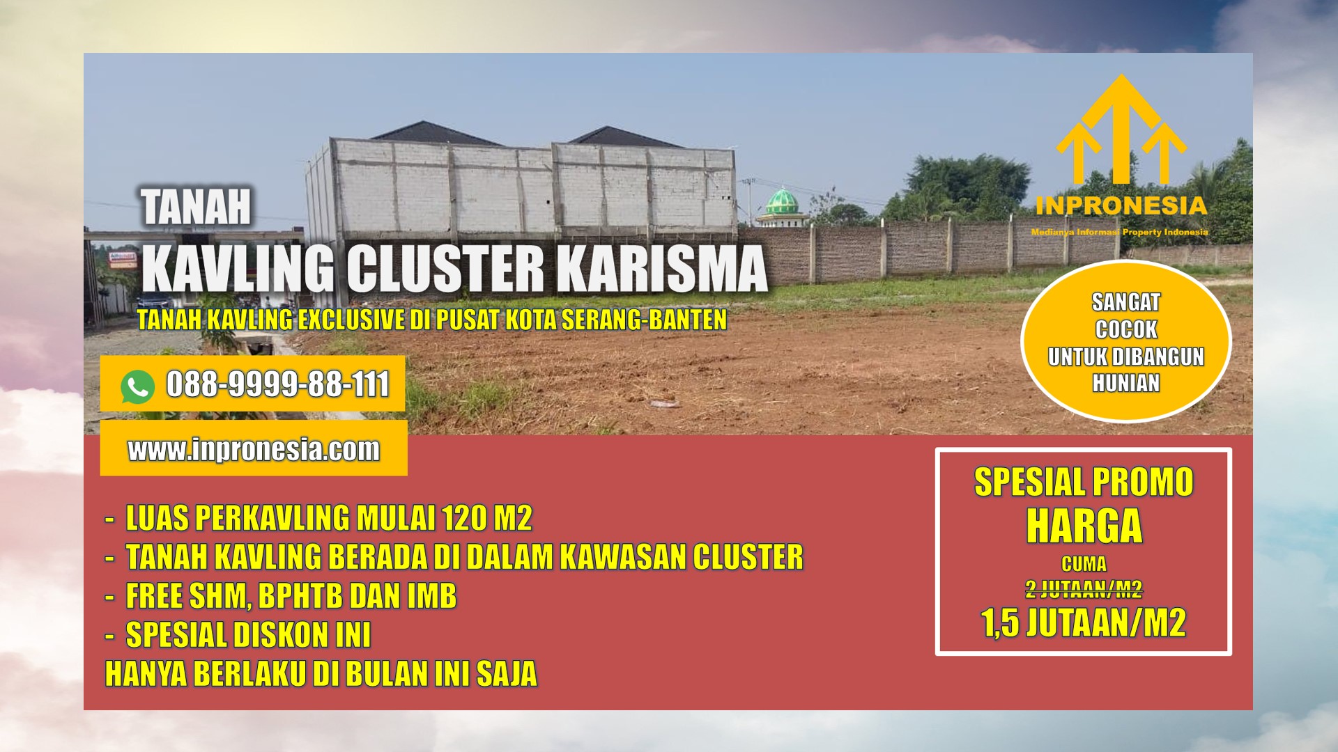 JUAL TANAH KAVLING CLUSTER KARISMA DI KOTA SERANG
